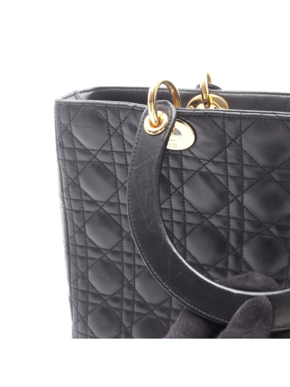 Dior Handbag Radio the Cannage Black Leather Hand - Picture 9 of 15